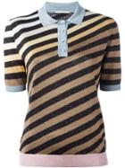 Marco De Vincenzo Striped Polo Shirt, Women's, Size: 42, Acetate/polyester/polyamide