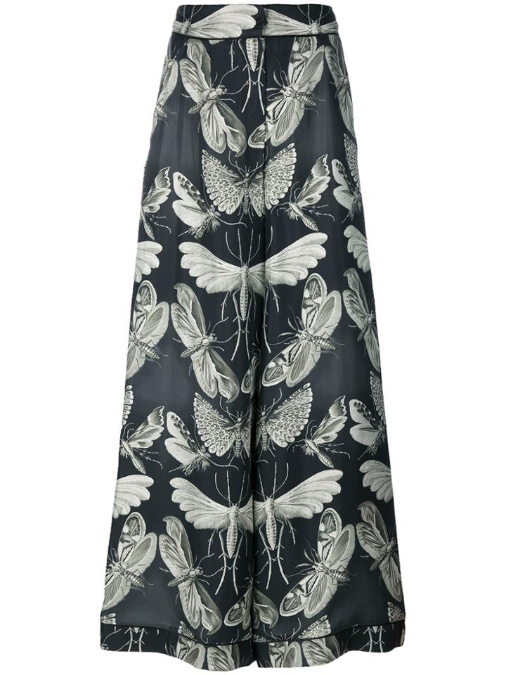 F.r.s For Restless Sleepers Insects Print Flared Pants - Black