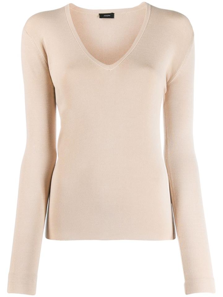 Joseph V-neck Fine Knit Jumper - Neutrals