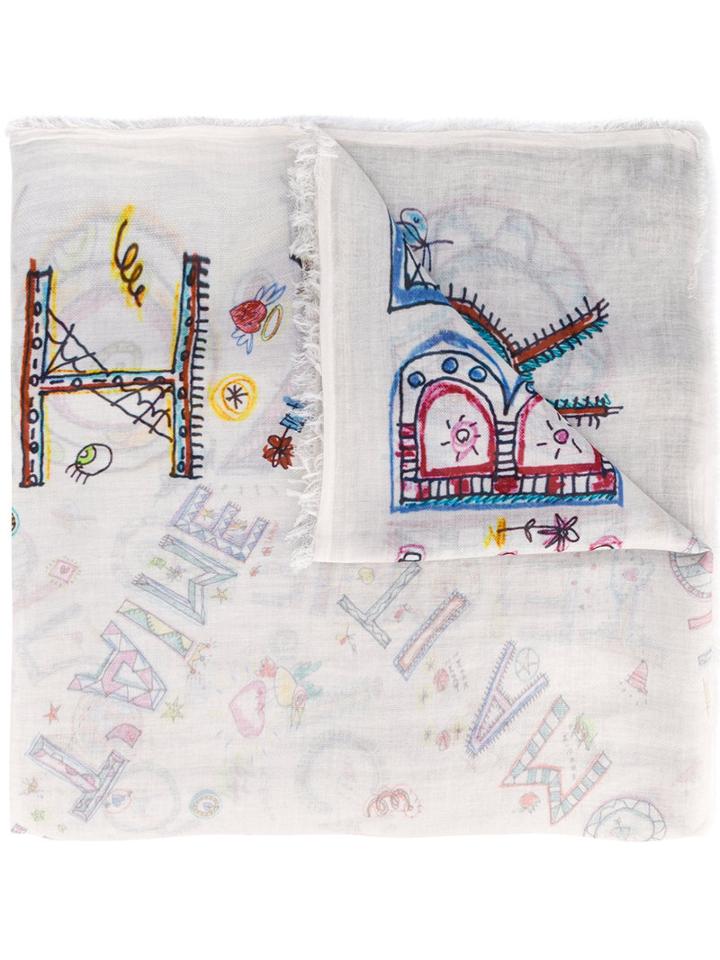 Faliero Sarti - Scribble Print Scarf - Men - Cotton - One Size, Nude/neutrals, Cotton