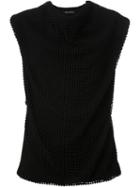 Zaid Affas Knit Mesh Draped Top, Women's, Size: 4, Black, Silk/cotton/polyester