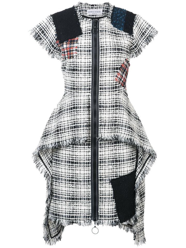 Sonia Rykiel Patchwork Tweed Zipped Dress - Black