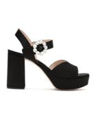 Miu Miu Bejewelled Buckle Sandals - Black