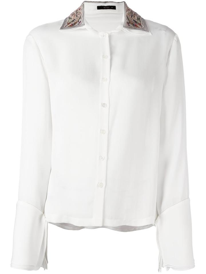 Etro Embroidered Collar Shirt, Women's, Size: 42, Nude/neutrals, Silk