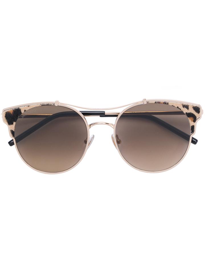 Jimmy Choo Eyewear Leopard Print Round Frame Sunglasses - Brown