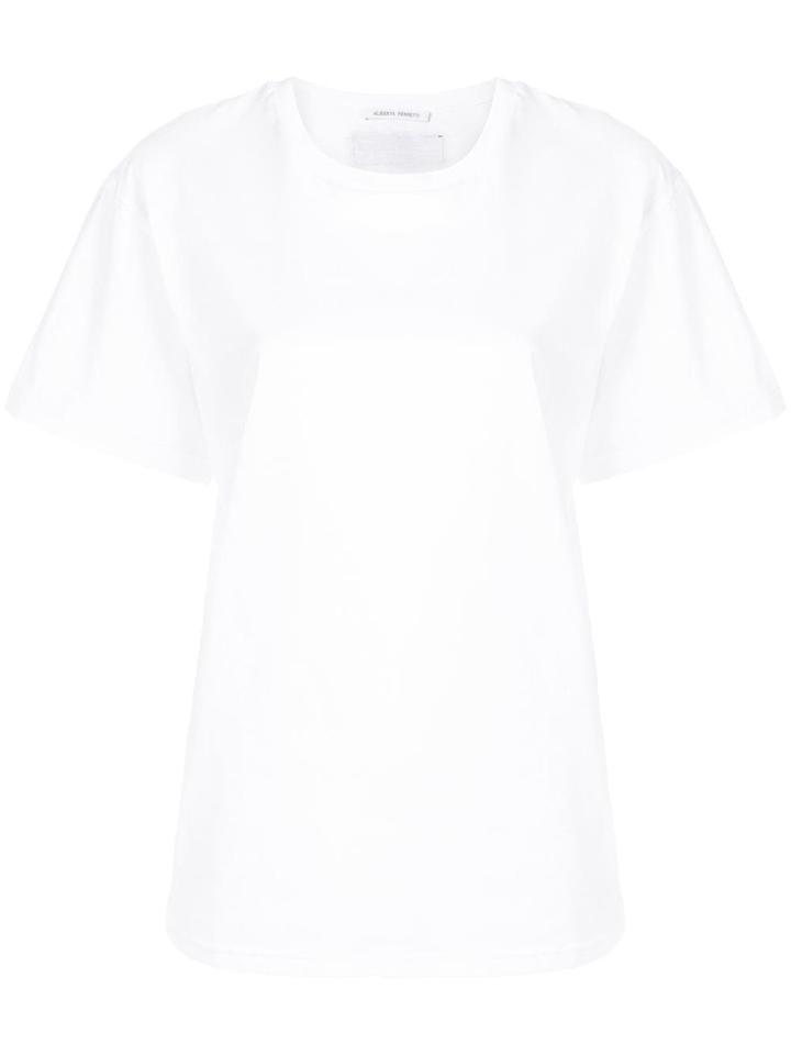 Alberta Ferretti Raw Edge Logo Plaque T-shirt - White
