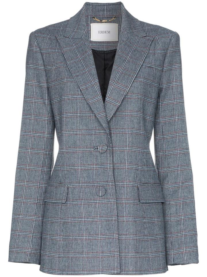 Erdem Daley Check Blazer - Blue