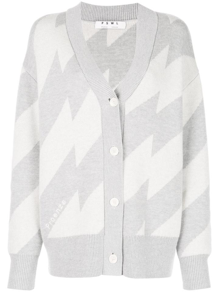 Proenza Schouler Pswl Broken Stripe Jacquard Cardigan - Grey