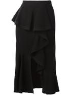 Givenchy Ruffled Asymmetric Skirt, Women's, Size: 36, Black, Silk/spandex/elastane/wool