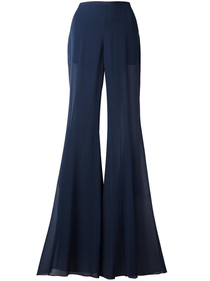 Alberta Ferretti Flared Trousers, Size: 42, Blue, Silk/acetate/other Fibers