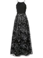Aidan Mattox Floral Embroidered Gown - Black