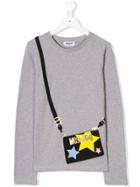Moschino Kids Teen Crossbody Bag Print Top - Grey
