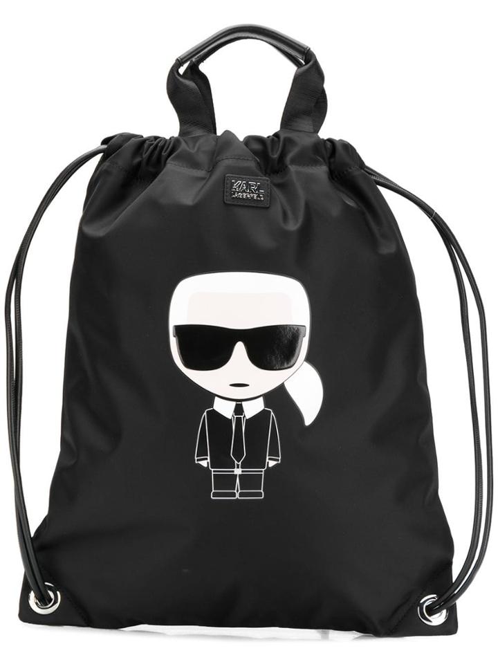 Karl Lagerfeld K/ikonik Nylon Flat Backpack - Black