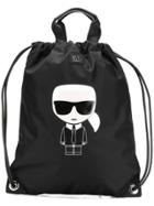 Karl Lagerfeld K/ikonik Nylon Flat Backpack - Black