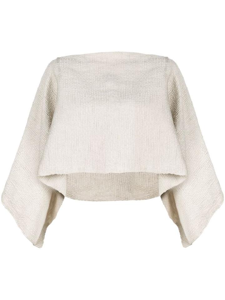 Voz Cropped Flared Sweater - White