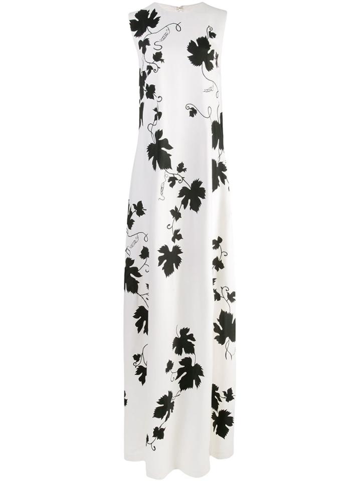 Oscar De La Renta Floral Print Flared Maxi Dress - White