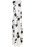 Oscar De La Renta Floral Print Flared Maxi Dress - White