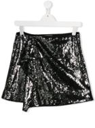 Alberta Ferretti Kids Teen Sequinned Mini Skirt - Silver
