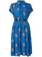 Undercover Bowie Print Shirt Dress - Blue