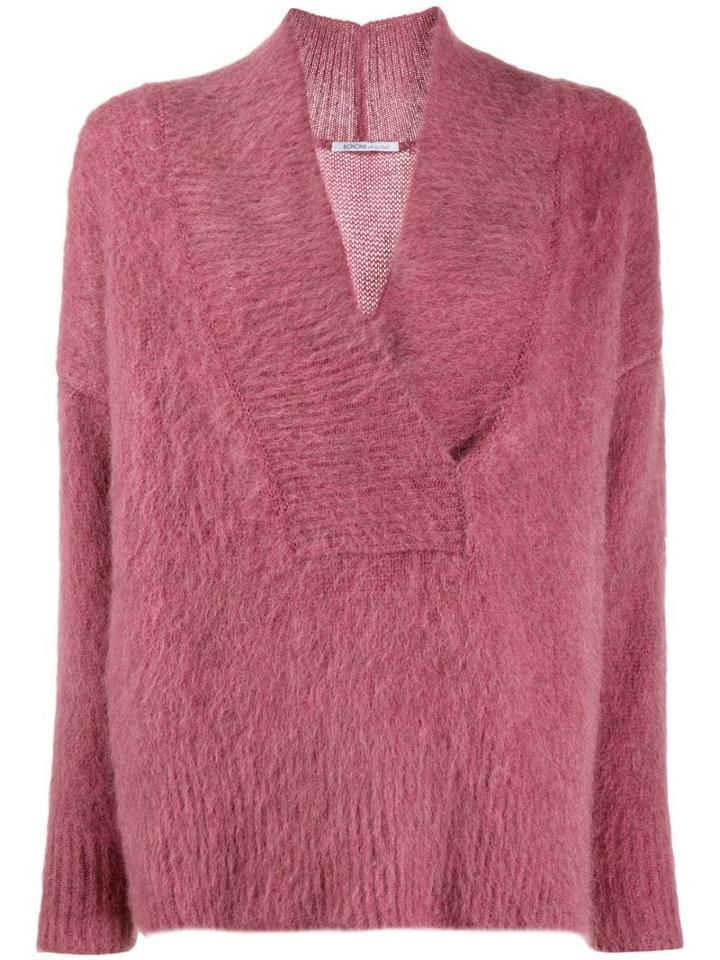 Agnona Ribbed V-neck Jumper - Pink