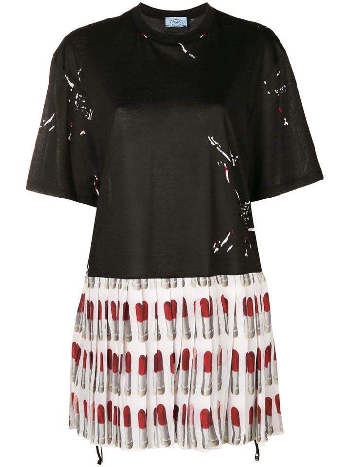 Prada Pleated Lipstick Dress - Black