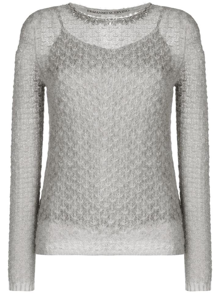 Ermanno Scervino Beaded Neck Jumper - Grey