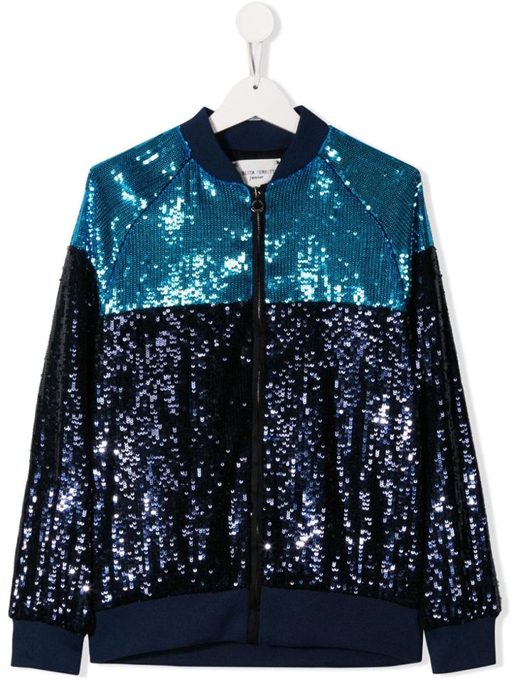 Alberta Ferretti Kids Teen Sequinned Jacket - Blue