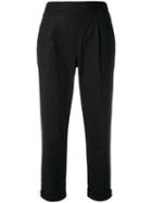 Semicouture Pleat Detail Cropped Trousers, Women's, Size: 46, Black, Cotton