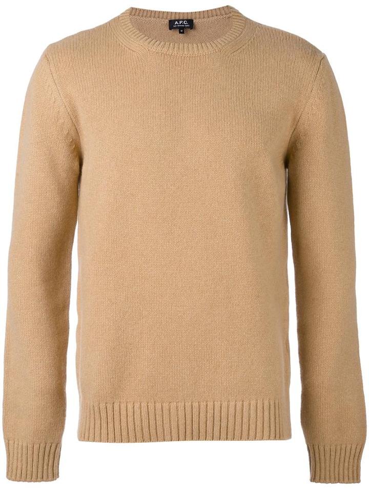 A.p.c. Crew Neck Pullover, Men's, Size: Medium, Nude/neutrals, Polyamide/wool