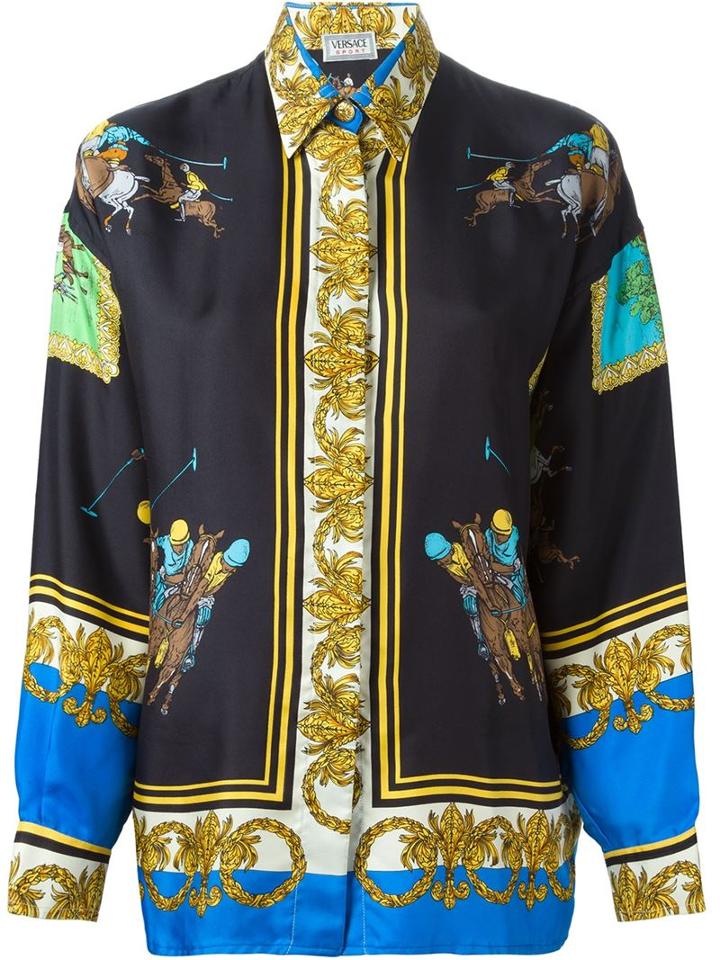 Versace Vintage Polo Print Baroque Shirt