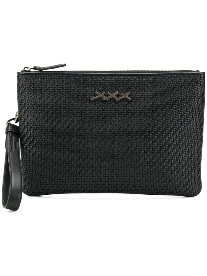 Ermenegildo Zegna Geometric Pattern Clutch - Black