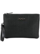 Ermenegildo Zegna Geometric Pattern Clutch - Black