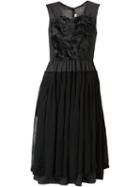 Comme Des Garçons Faux Fur Panel Flared Dress, Women's, Size: Small, Black, Polyester/acrylic