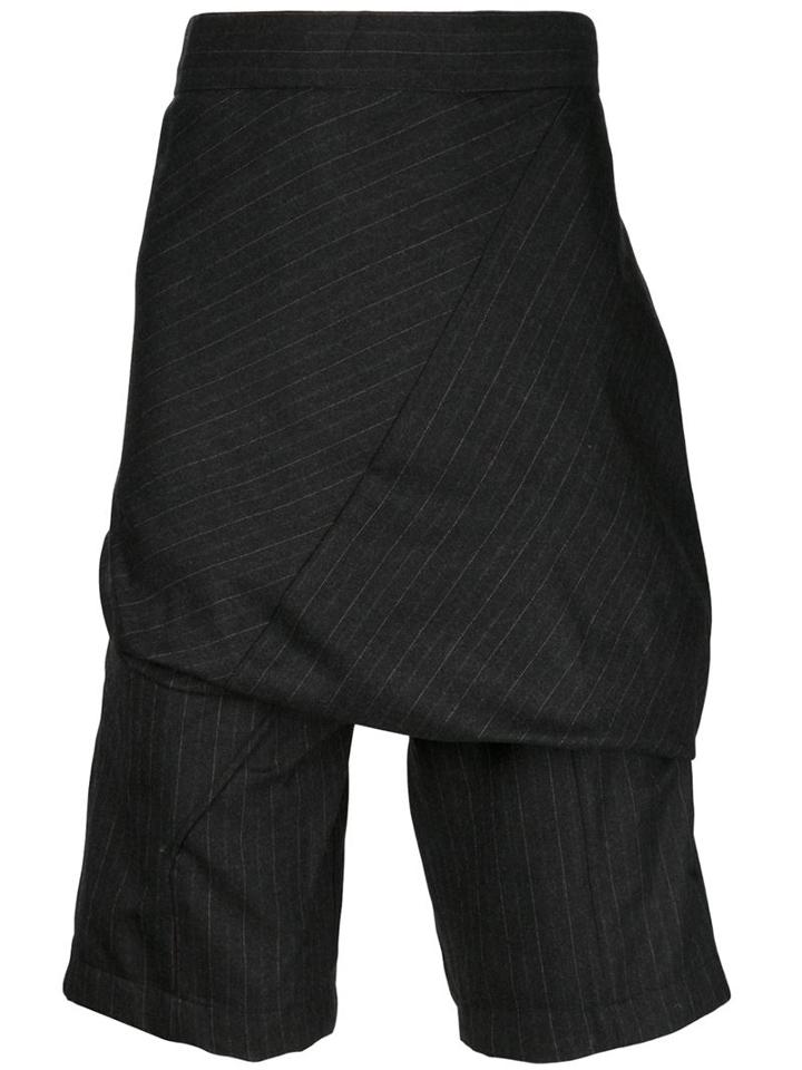 Thamanyah Pinstripe Apron Shorts, Men's, Size: 44, Black, Wool