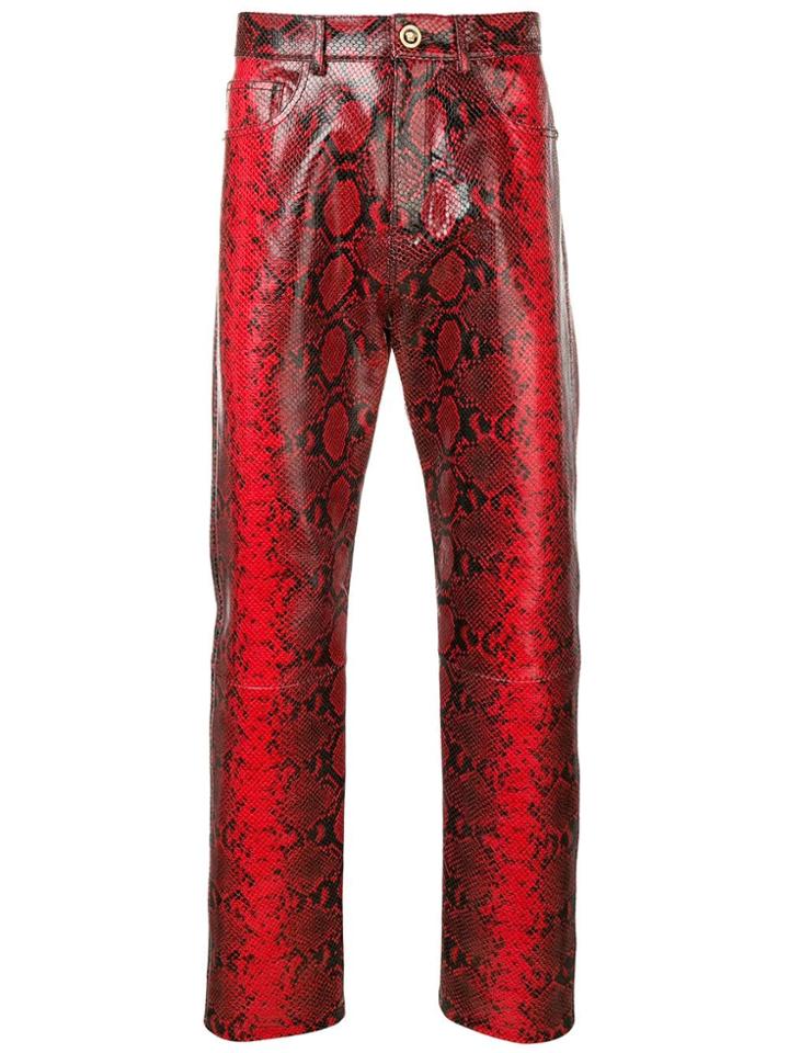 Versace Snake Effect Trousers - Red