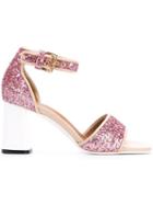 Marni One Band Glitter Sandals, Women's, Size: 39, Pink/purple, Calf Leather/vinyl/cotton/polyurethane