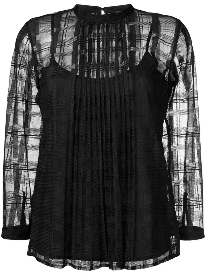 Just Cavalli Checked Pattern Sheer Top - Black