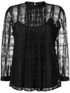 Just Cavalli Checked Pattern Sheer Top - Black
