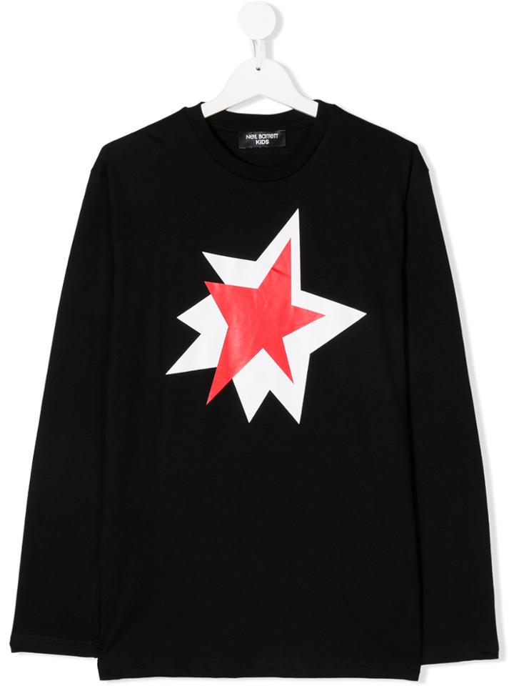 Neil Barrett Kids Teen Graphic Star Print Top - Black