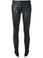 Thomas Wylde Zip Detail Leather Trousers, Women's, Size: Medium, Black, Silk/lamb Skin/spandex/elastane