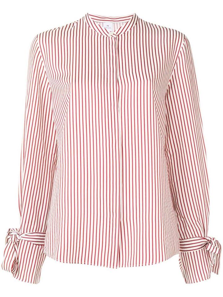 Ps Paul Smith Band Collar Striped Shirt - White