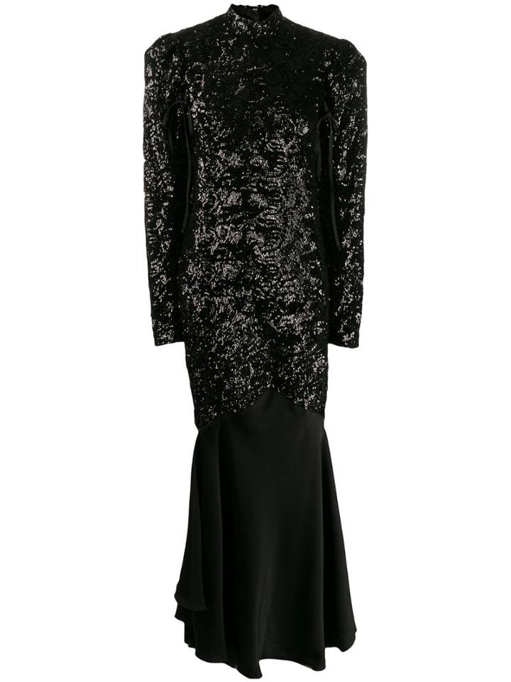 Almaz Sequin Contrast Dress - Black