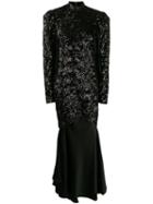 Almaz Sequin Contrast Dress - Black