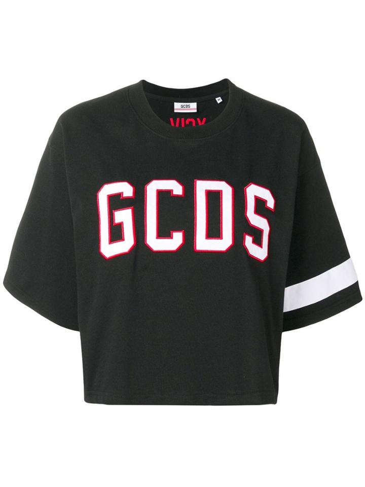 Gcds Cropped Logo T-shirt - Black