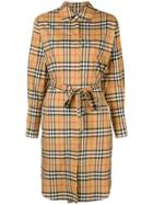 Burberry Checked Drawstring Dress - Nude & Neutrals