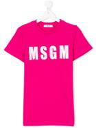 Msgm Kids Logo Printed T-shirt - Pink & Purple