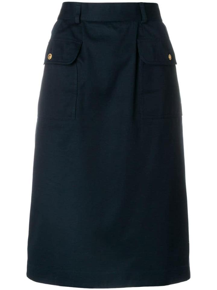 Chanel Pre-owned A-line Midi Skirt - Blue