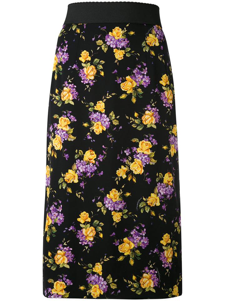 Floral Embroidered Skirt - Women - Silk/spandex/elastane - 42, Black, Silk/spandex/elastane, Dolce & Gabbana
