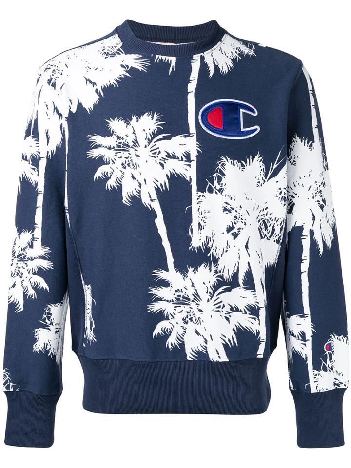 Champion Palm Tree Logo Sweatshirt, Men's, Size: Small, Blue, Cotton/polyester