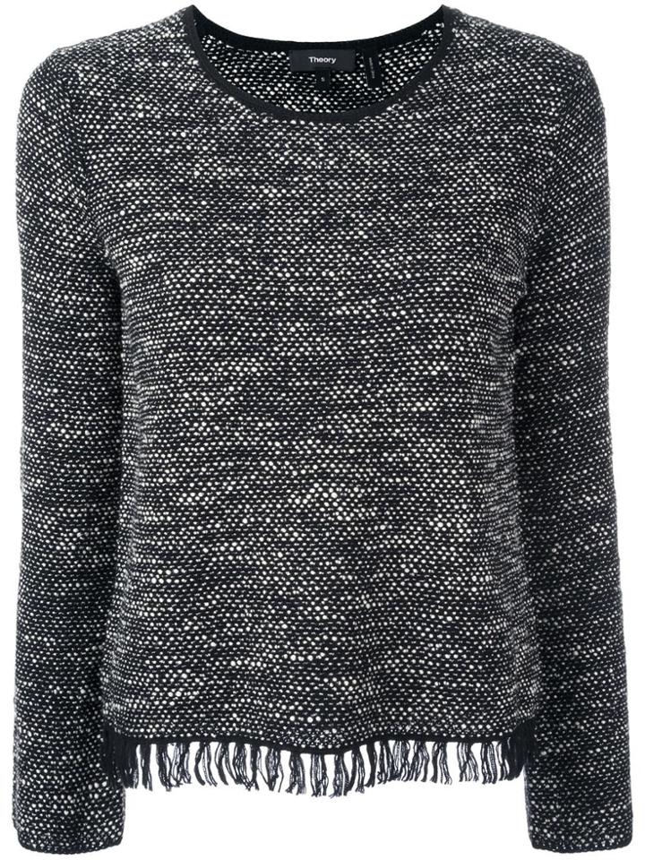 Theory Frayed Hem Jumper - Black